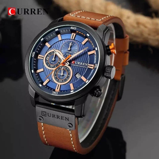 Reloj casual de hombre, reloj de Lujo, Cronógrafo, reloj curren 8291, reloj casual café, Deluxe, Elegante, reloj original